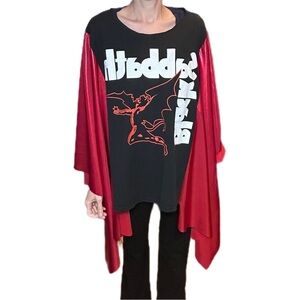 Black Sabbath poncho upcycle metallic sides one size